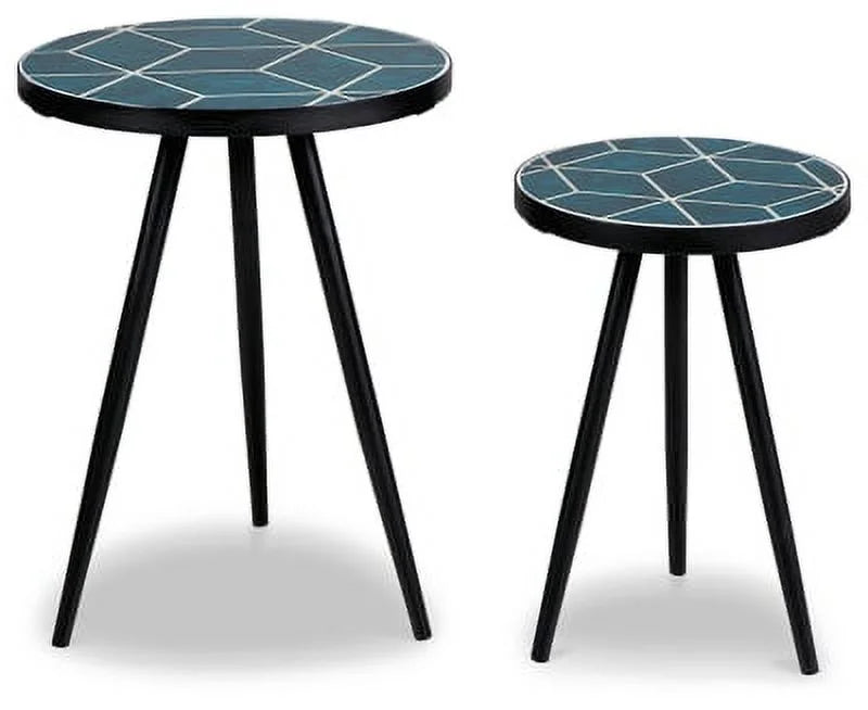 Teal Accent Table Set of 2 Q918