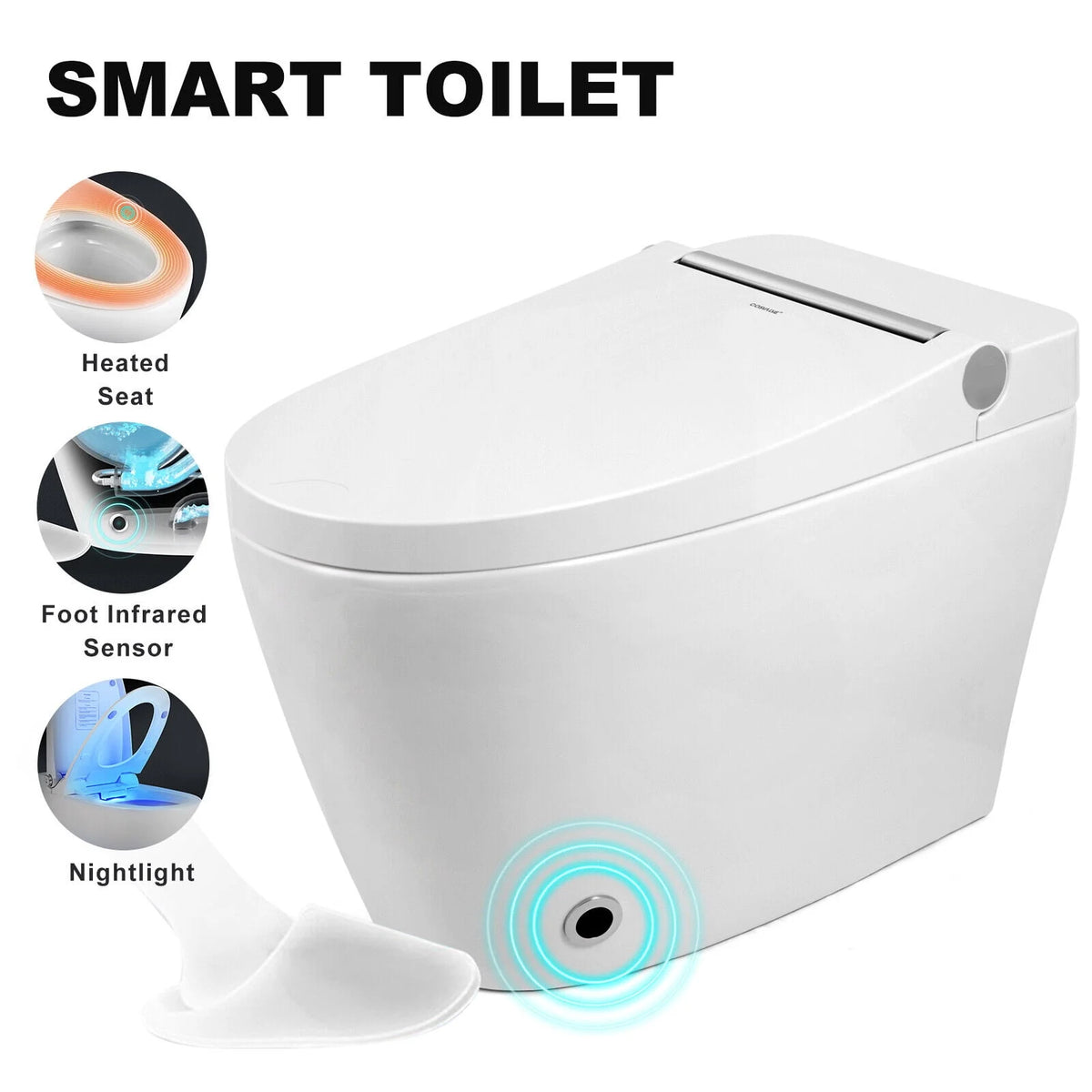 One Piece Tankless Smart Toilet with Foot Sensor Flush I9301