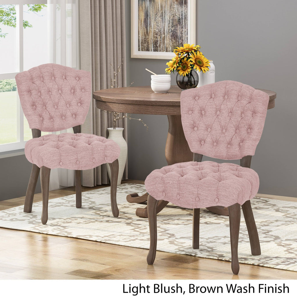 Tufted Dining Chair with Cabriole Legs Set of 2 Light Gray Y29572