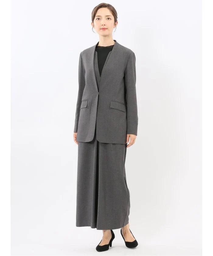 Stretch Washable Woolish No Collar Jacket L8867