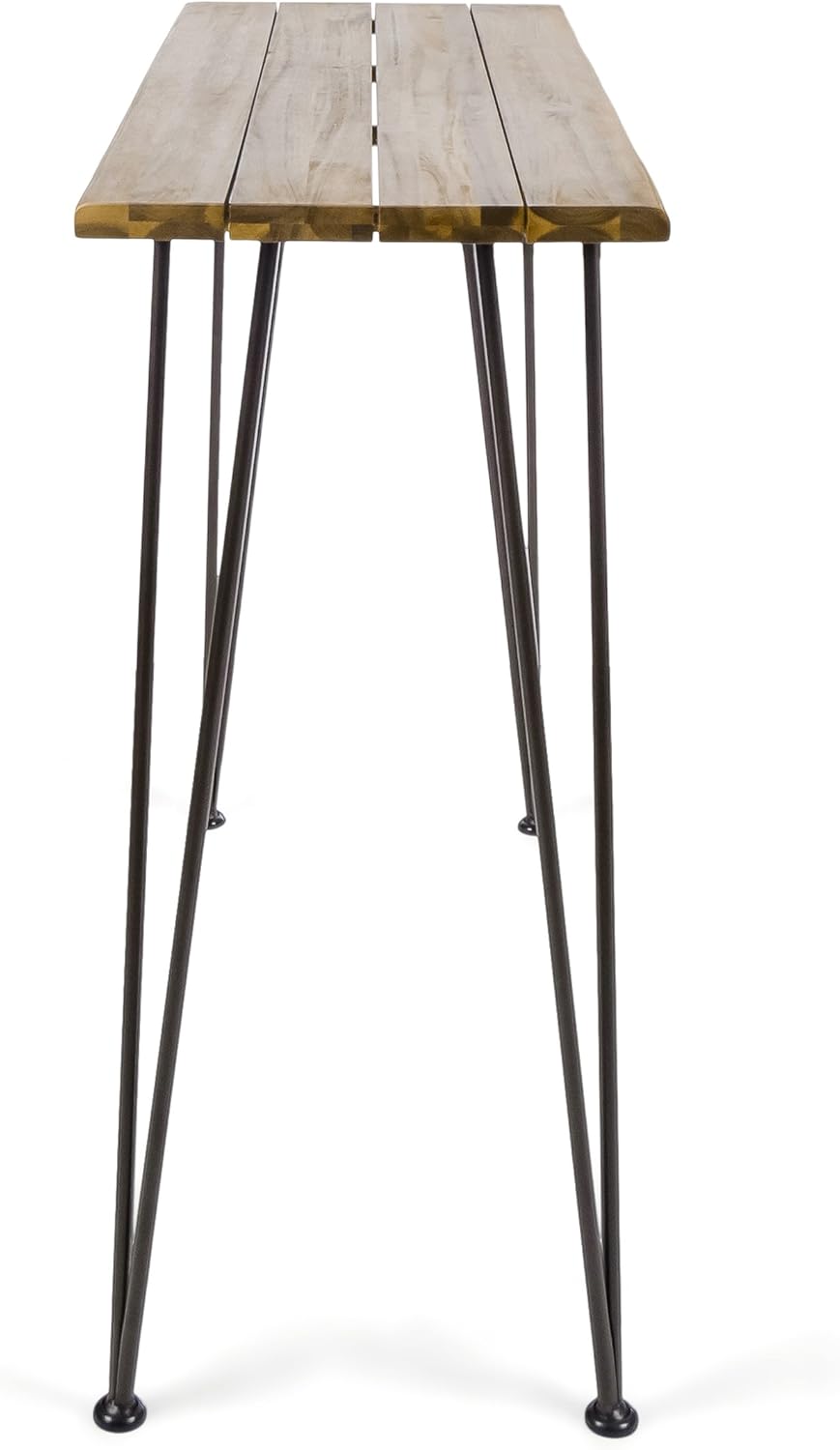 Teak Finish Acacia Wood Bar Table with Iron Frame P539