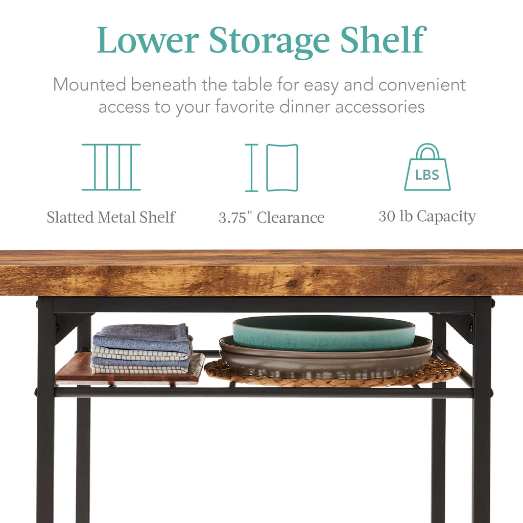3-Piece Dining Set with Steel Frame and Storage Rack M49075