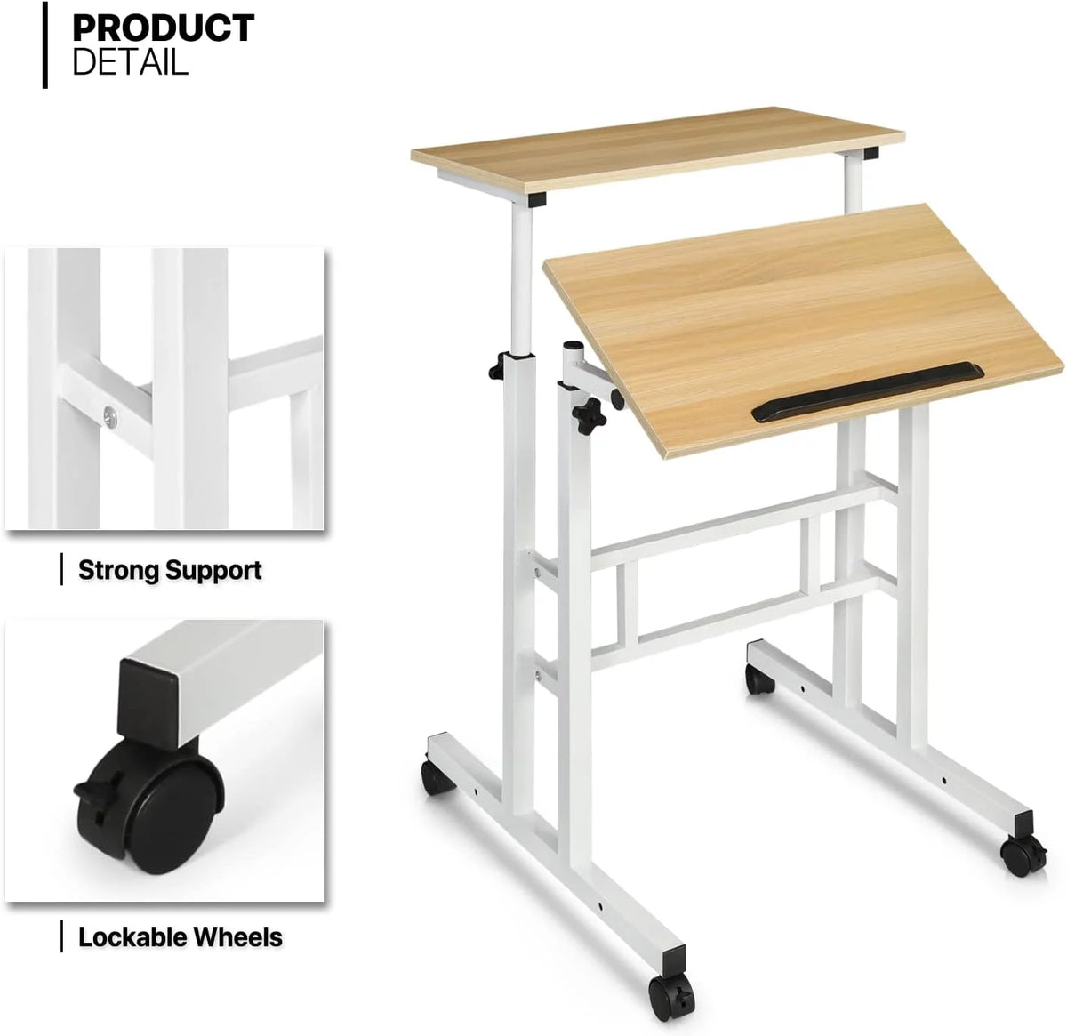 Adjustable Mobile Standing Desk with 2 Platforms Q9743