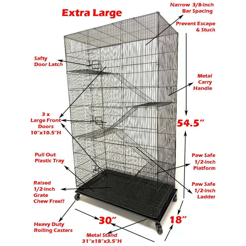 55 Extra Large Rolling Stand Cage for Ferret Chinchilla Sugar Glider Rats N204