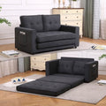3-in-1 Upholstered Futon Sofa Bed Game Mats, Foldable Pull Out Sleeper Couch Bed, Convertible Floor Game Mats, Dark Gray K57376