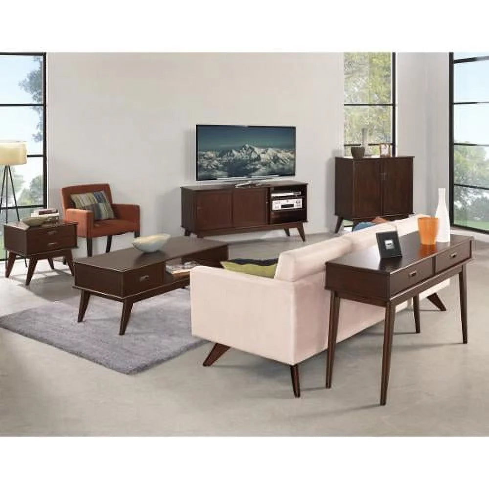 Solid Hardwood 48 Inch Wide Rectangle Mid Century Modern Coffee Table E30664