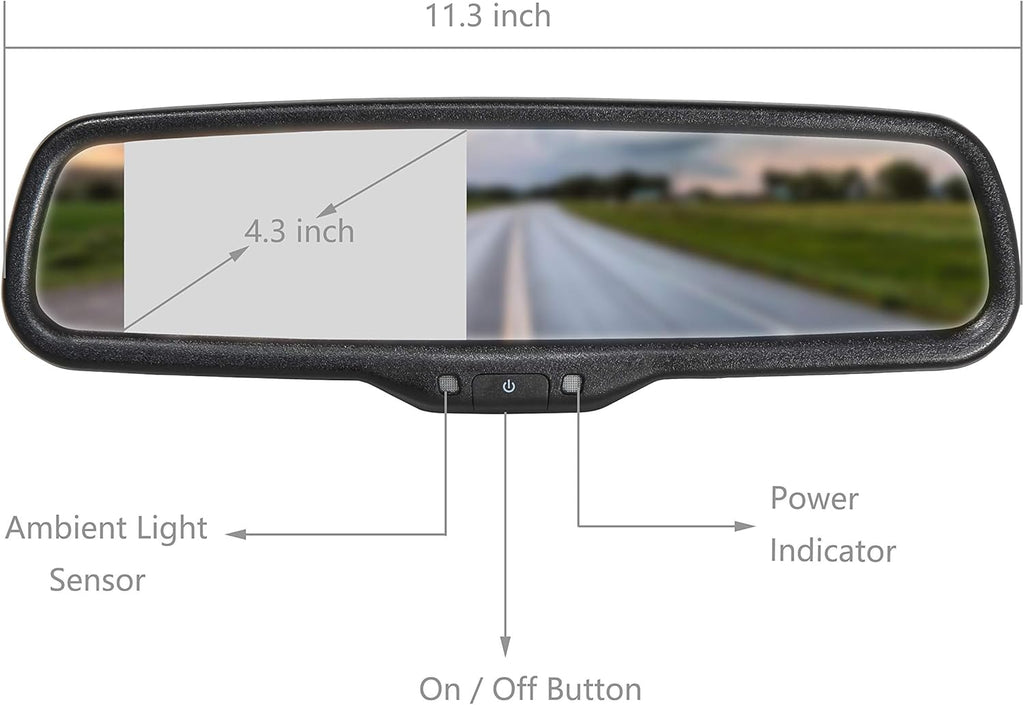 Rear View Mirror Monitor with Backup Camera Kit O6223