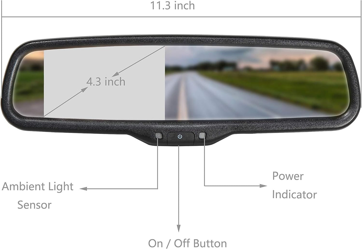 Rear View Mirror Monitor with Backup Camera Kit O6223