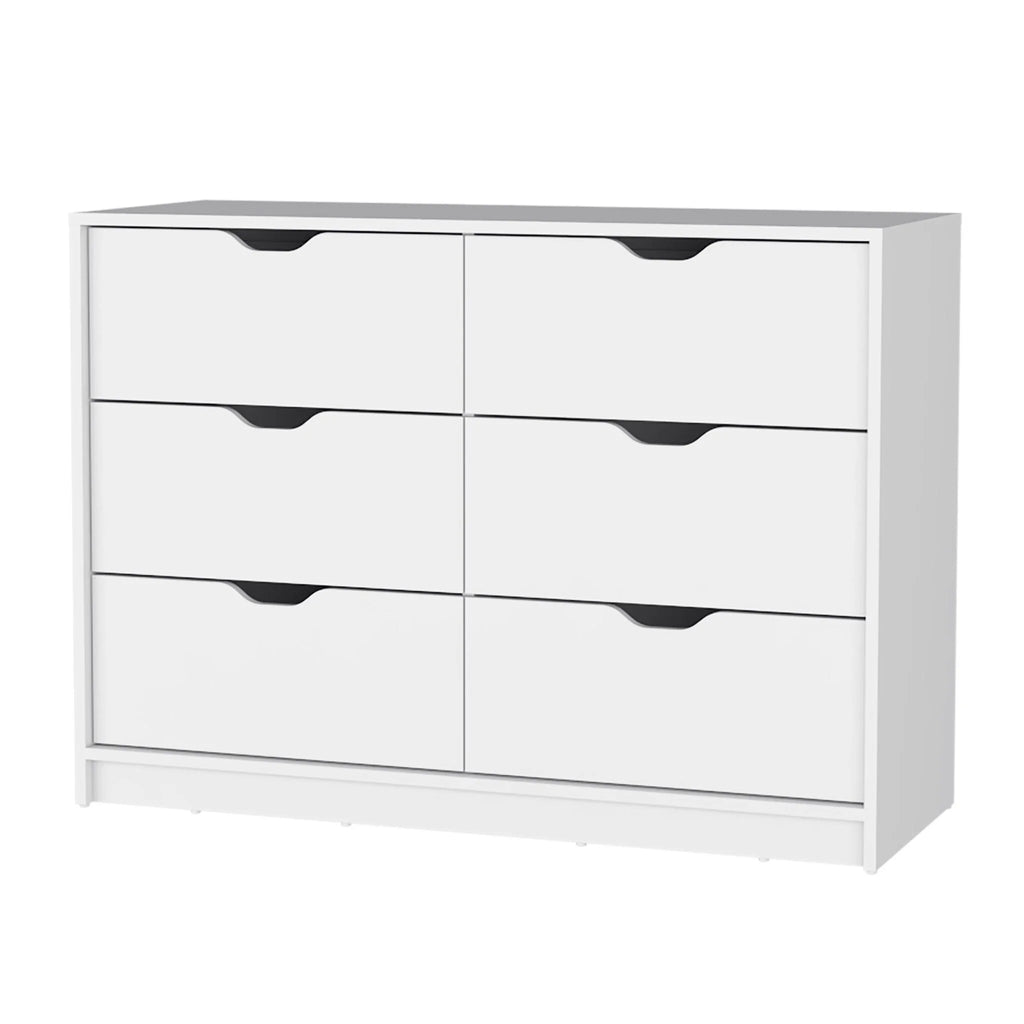 White Manufactured Wood Six Drawer Dresser O8851