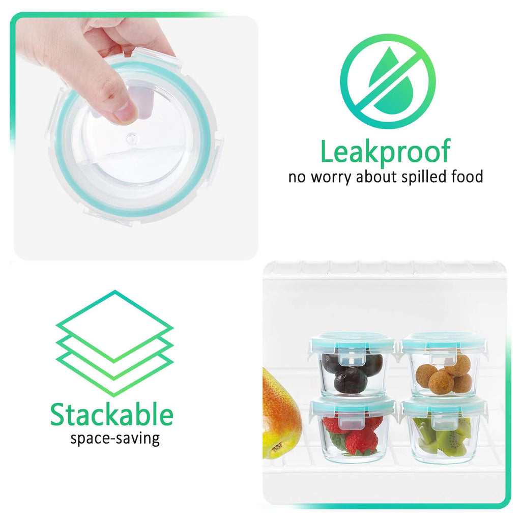 12-Pack 5 Oz Glass Baby Food Storage Containers with Lids O1146