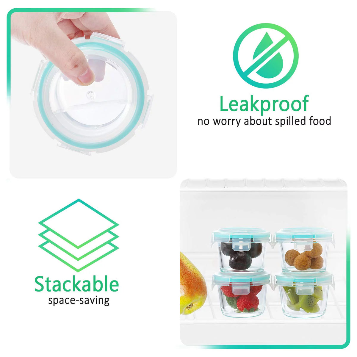 12-Pack 5 Oz Glass Baby Food Storage Containers with Lids O1146