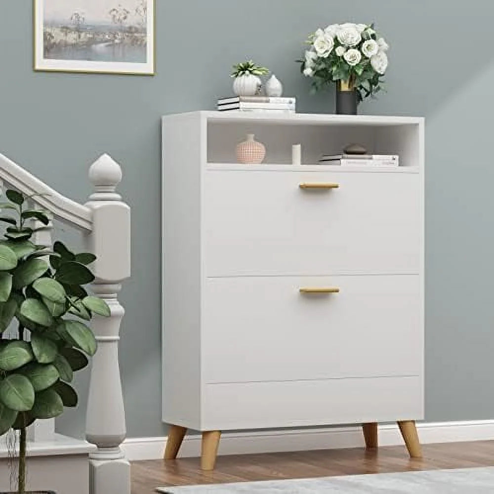 Free Standing Shoe Rack Cabinet with 3 Flip Drawers Q7875