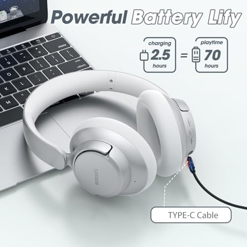 Hybrid Active Noise Cancelling Headphones with Transparent Modes, 70H Playtime Bluetooth Wireless with Mic, 3.5MM Cable, Soft Earpads, Fast Charging, Black Q29526