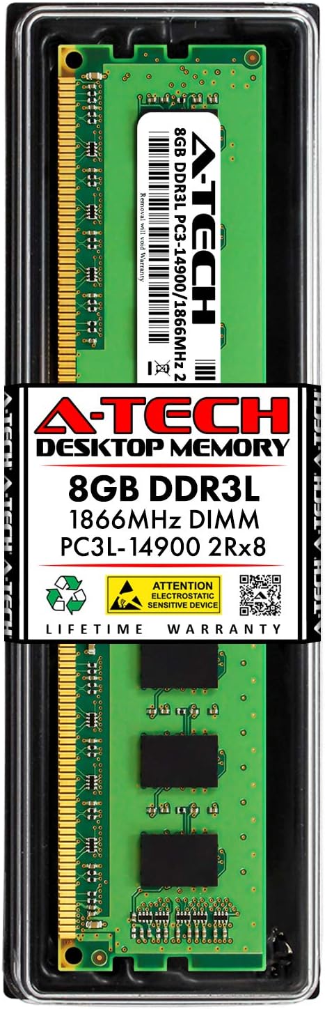 16GB DDR3 / DDR3L 1866MHz Desktop Memory Kit (2 x 8GB) PC3-14900 Non-ECC Unbuffered DIMM 240-Pin 2Rx8 1.35V Low Voltage Dual Rank RAM O4078