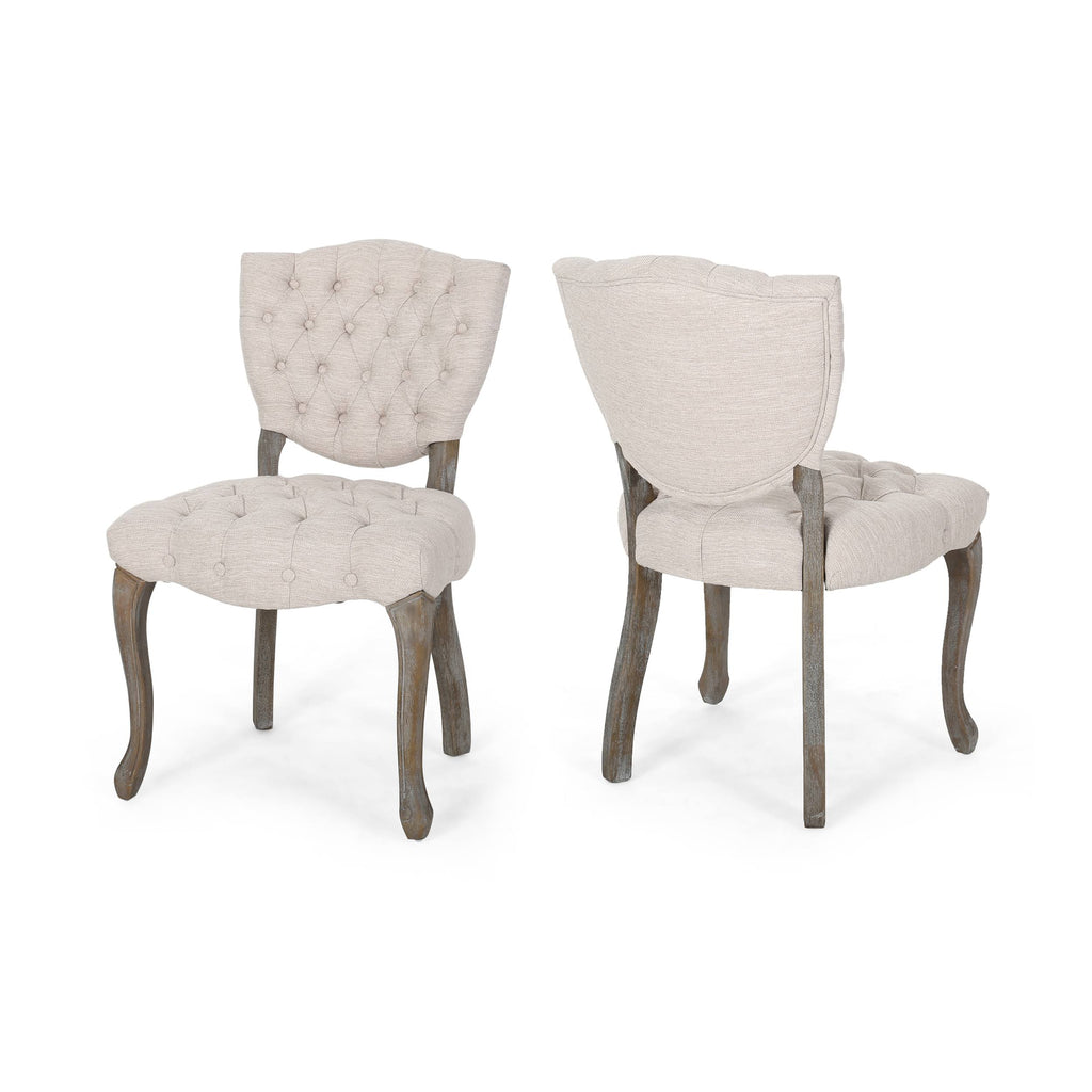 Tufted Dining Chair with Cabriole Legs Set of 2 Light Gray Y29572
