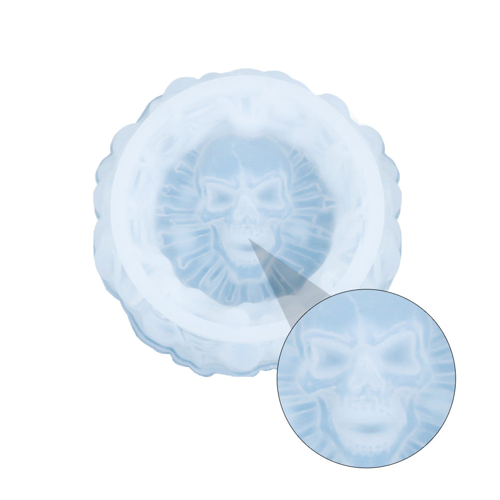 White Silica Gel Skull Ashtray Mold L974