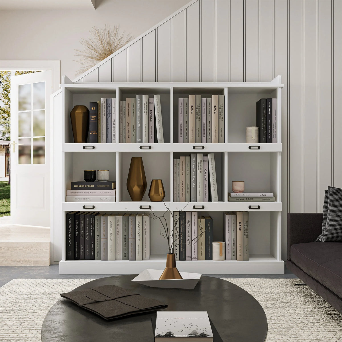 10-shelf Brown Bookcase S838
