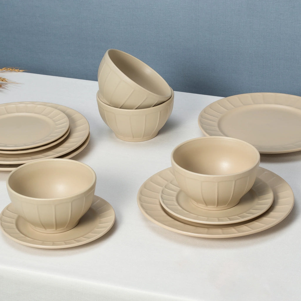 Stoneware Dinnerware Set, 12-piece, Parchment J8381