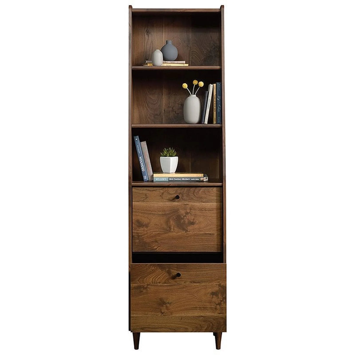 Grand Walnut 3-Shelf Narrow Bookcase J6175