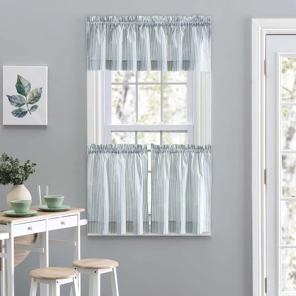 Ticking Stripe Rod Pocket Valance 58" x 15" Blue Y242399