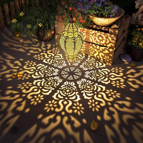 Gold Plastic Solar Hanging Lantern G96162