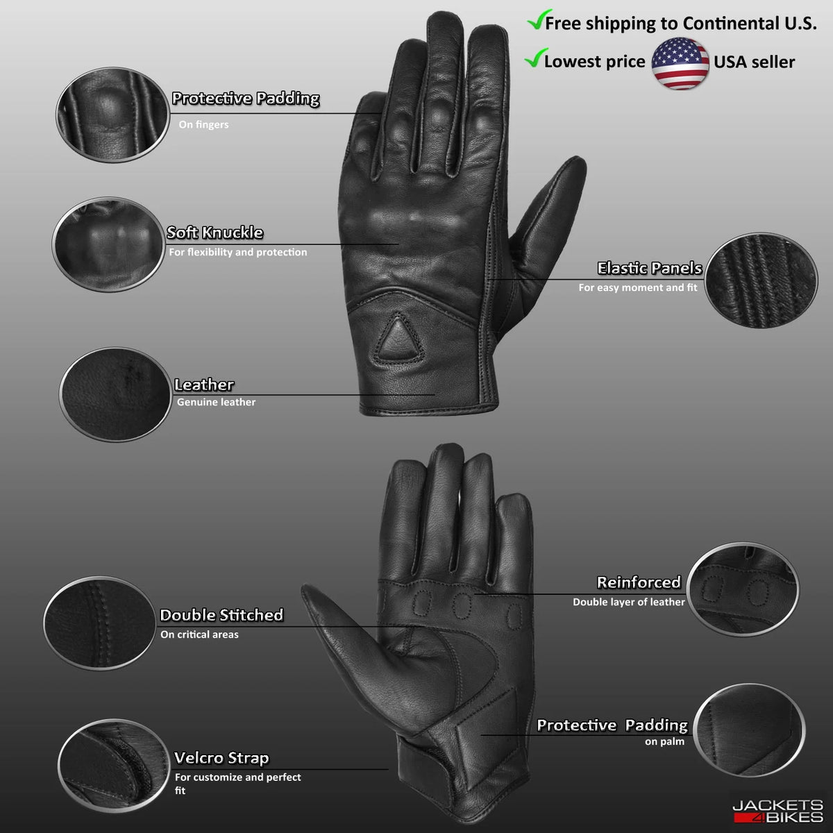Men's Leather Motorcycle Gel Gloves G97824
