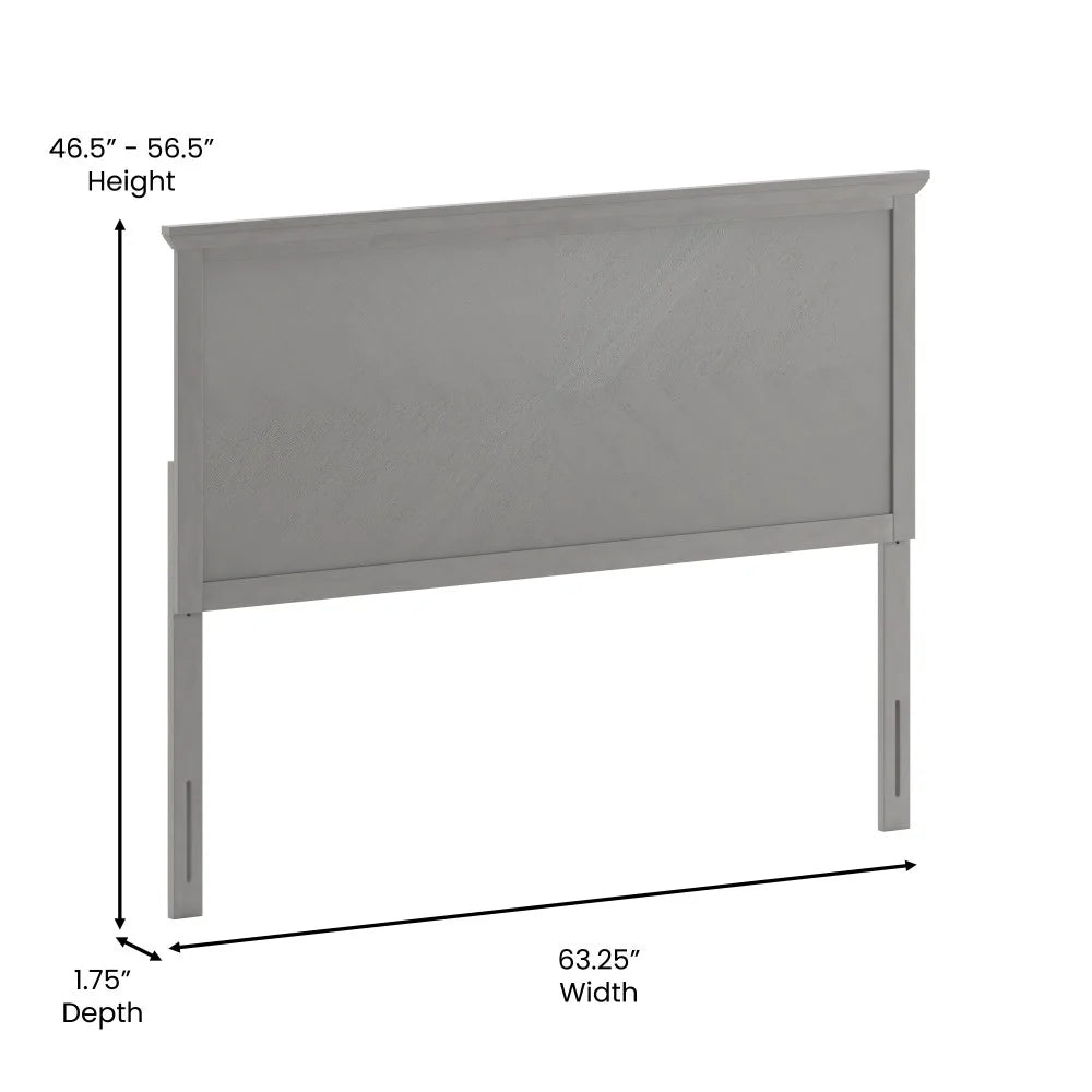 Solid Wood Herringbone Patterned Headboard Only Gray Wash Queen Q624