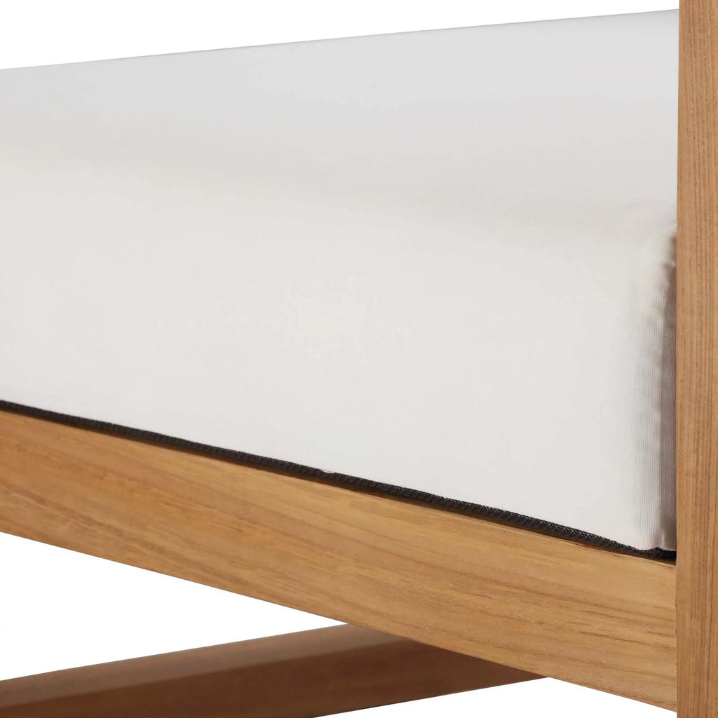 White Teak Wood Fabric Lounge Chair Z386