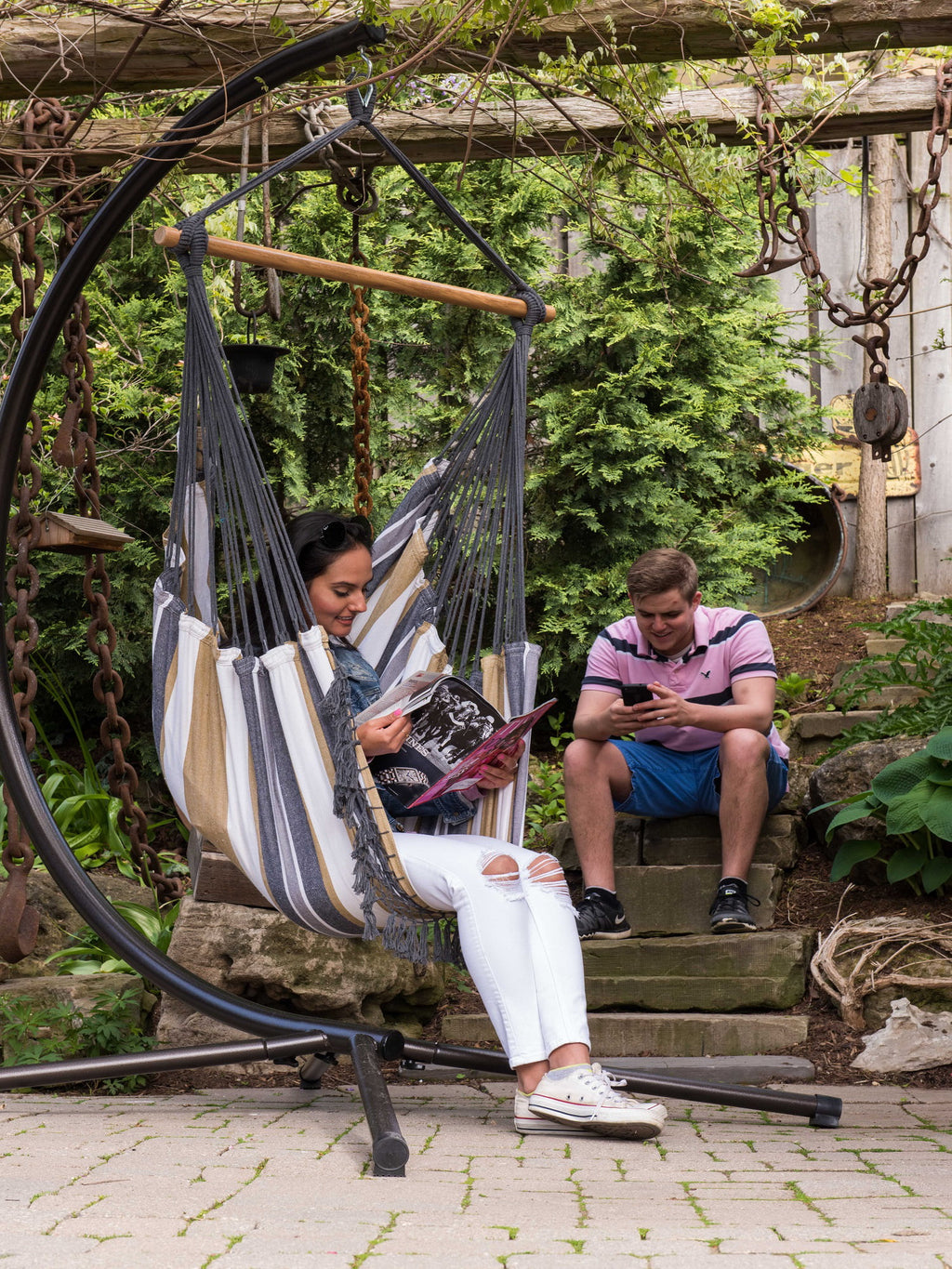 Grey Hammock Chair with Hanging Bar Q214