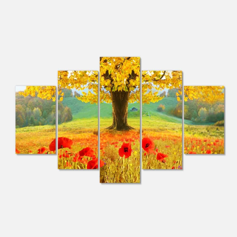 Modern Floral Canvas Art - 60x32 5 Panels X85041