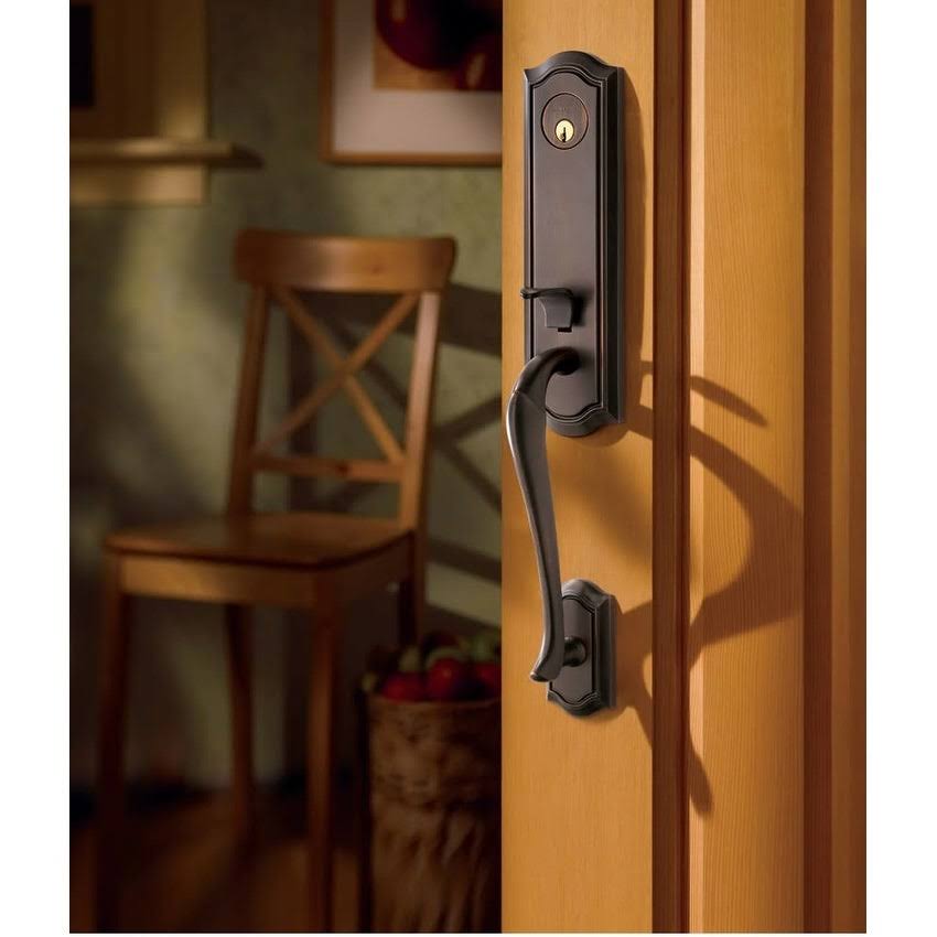 Satin Nickel Single Cylinder Handleset with Interior Knob and Emergency Egress M3181