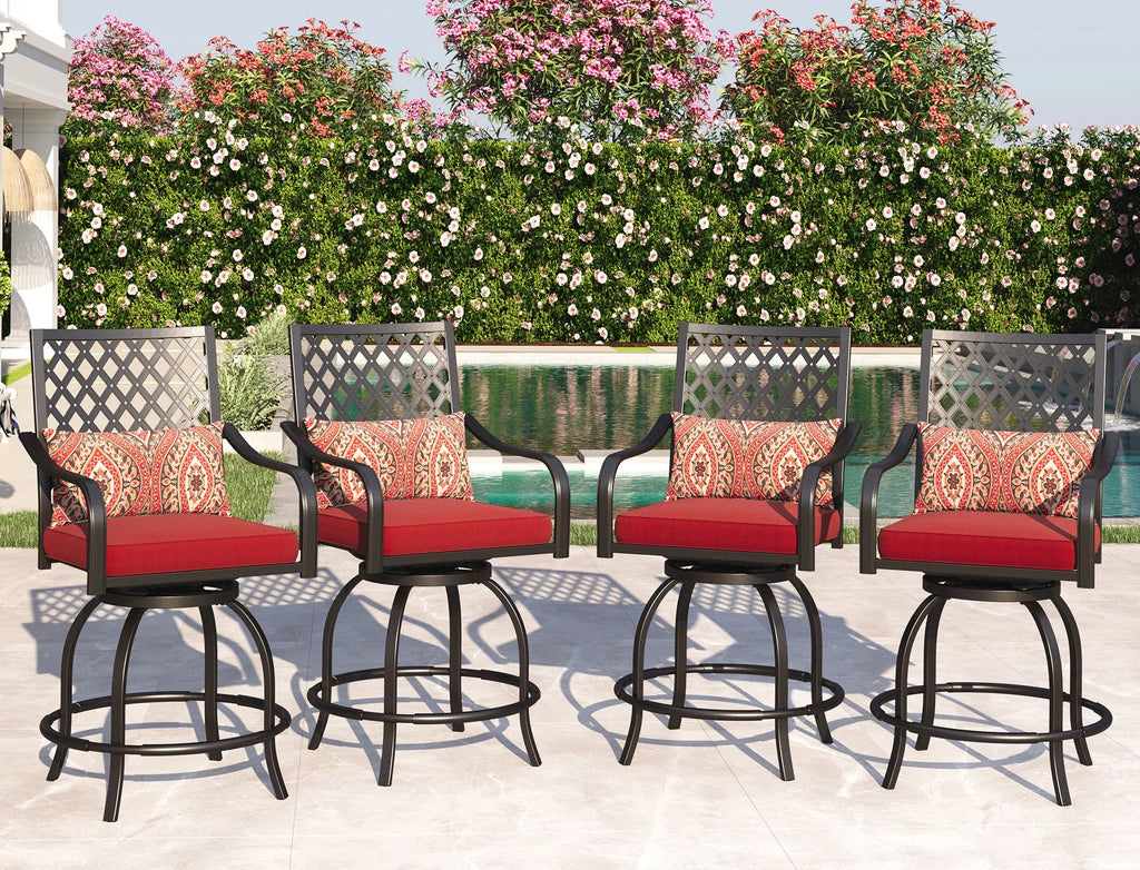 4 Pc Metal Swivel Bar Stools Set with Cushions M7305
