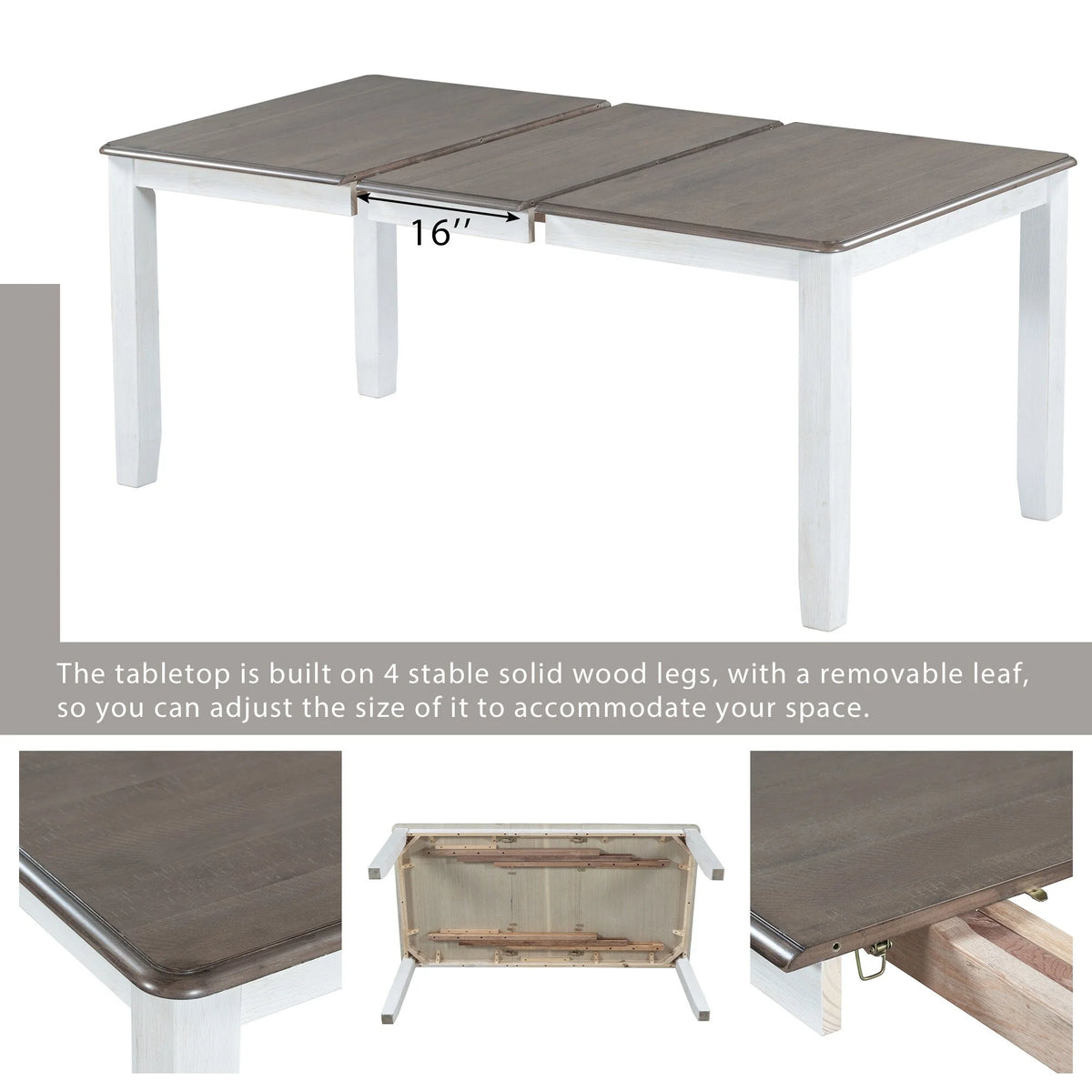 7 Piece Wooden Dining Table Set with 6 Upholstered Chairs V804790