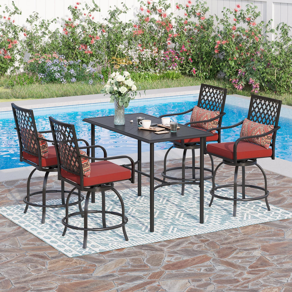 4 Pc Metal Swivel Bar Stools Set with Cushions M7305