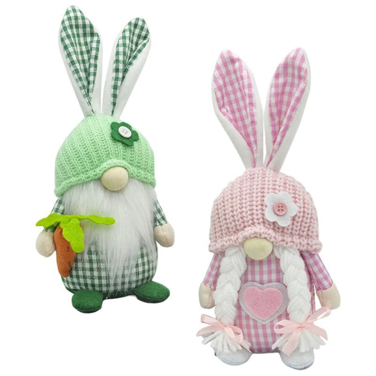 2pcs Spring Easter Gnome Plush Bunny with Flower X3609