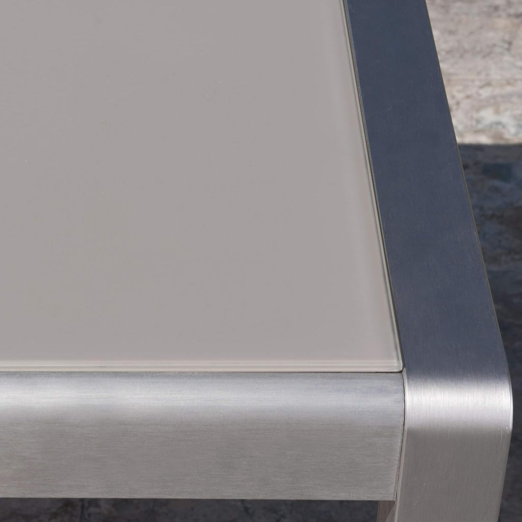 Silver Aluminum Coffee Table with Glass Top U783