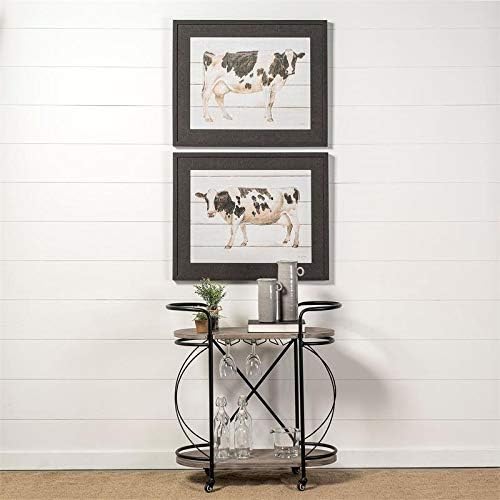 Black Two Tier Metal Bar Cart T7648
