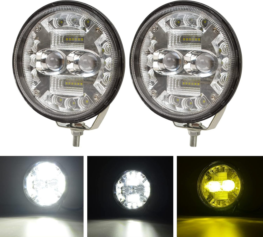 2pcs 68W Dual Color 6000K White 3500K Amber LED Driving Lights Q53556