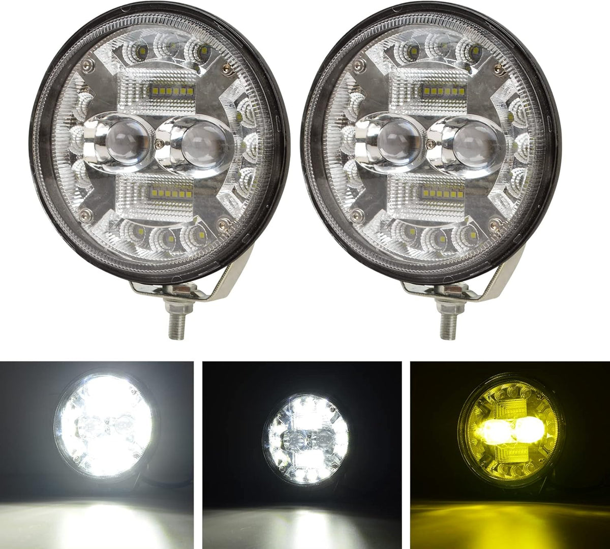 2pcs 68W Dual Color 6000K White 3500K Amber LED Driving Lights Q53556