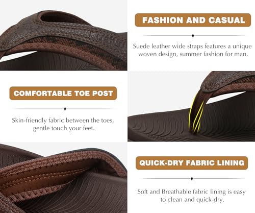 Mens Sport Flip Flops Orthotic Thong Sandals with Arch Support H38273