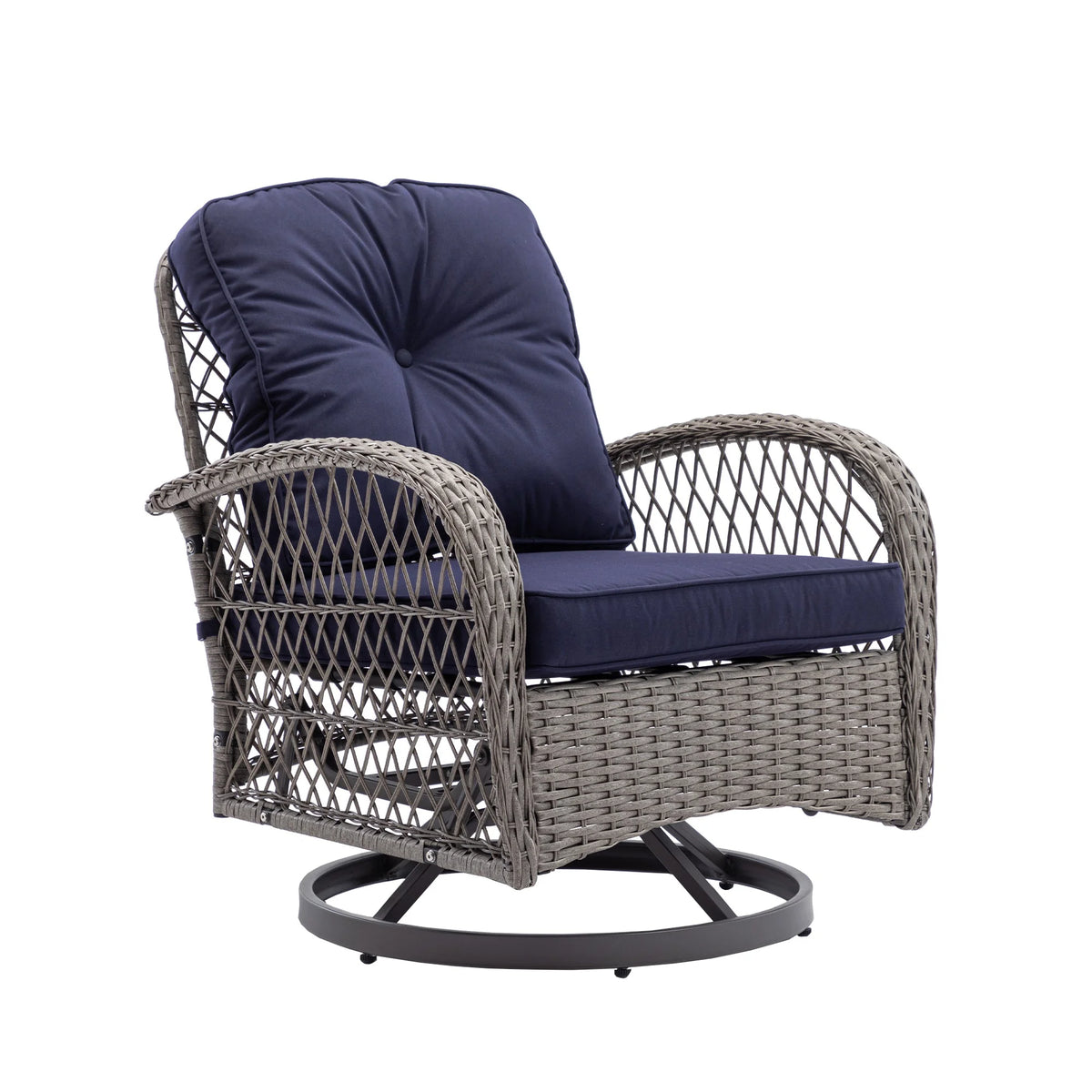 Navy Blue 3 Pc Outdoor Swivel Rocker Patio Chairs D59602