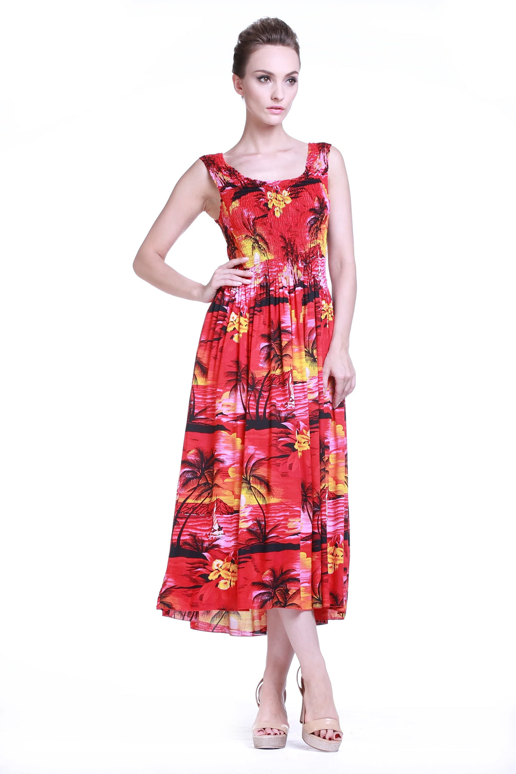 SunRed Hawaiian Maxi Tank Dress F3760