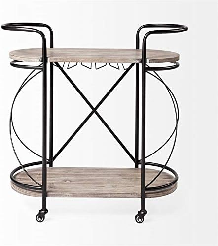 Black Two Tier Metal Bar Cart T7648