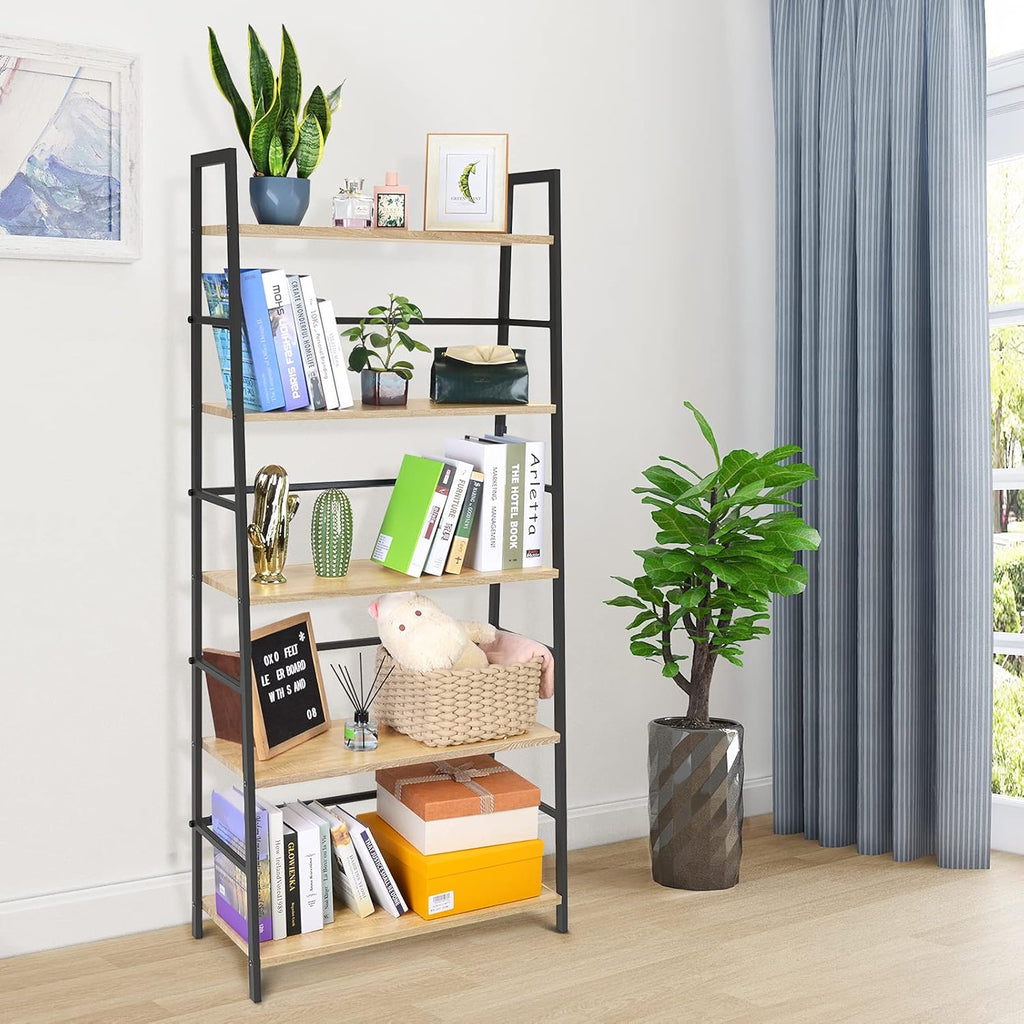 5-Tier Industrial Bookshelf with Metal Frame L280