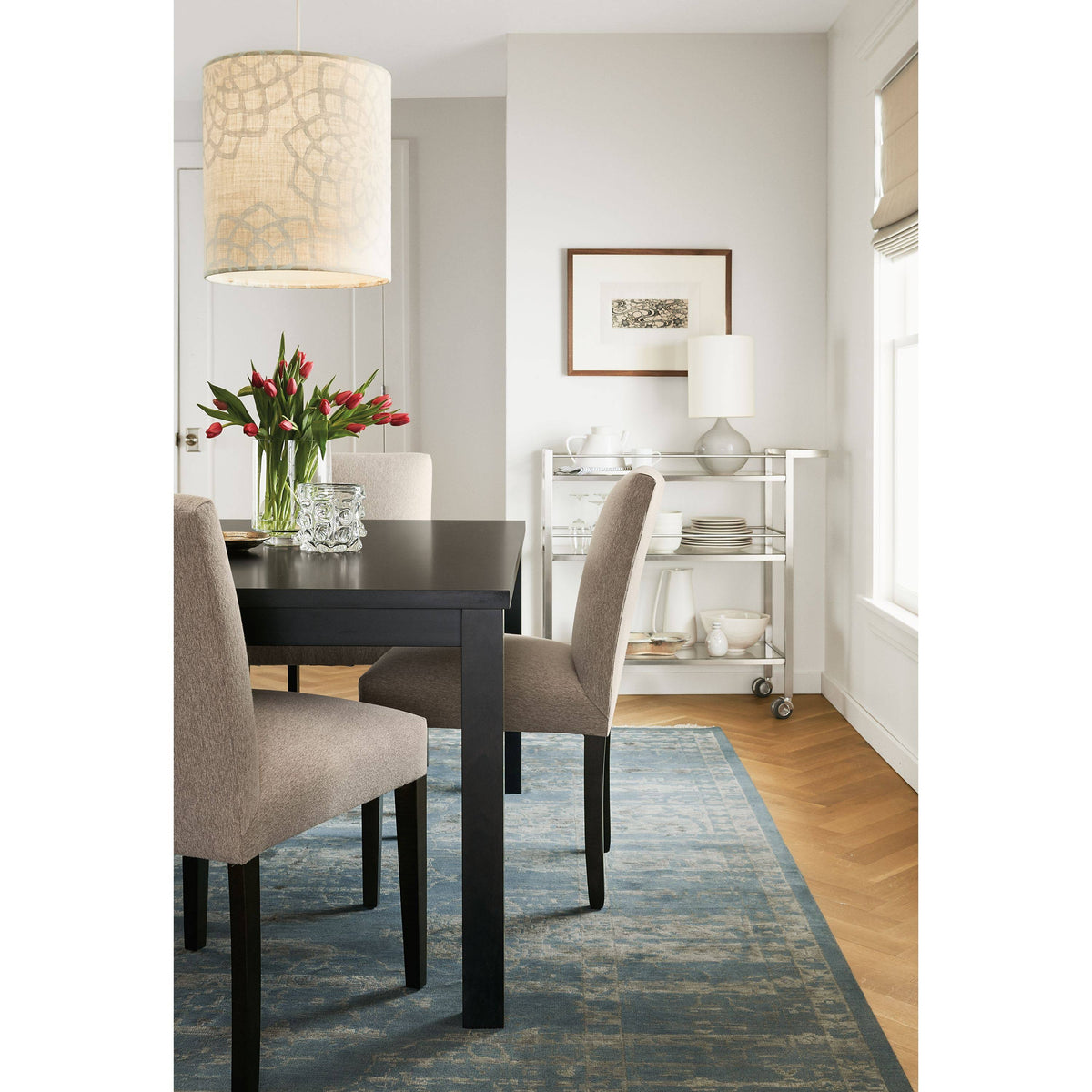 Modern Side Chair in Flint Cement Grey Fabric B4357