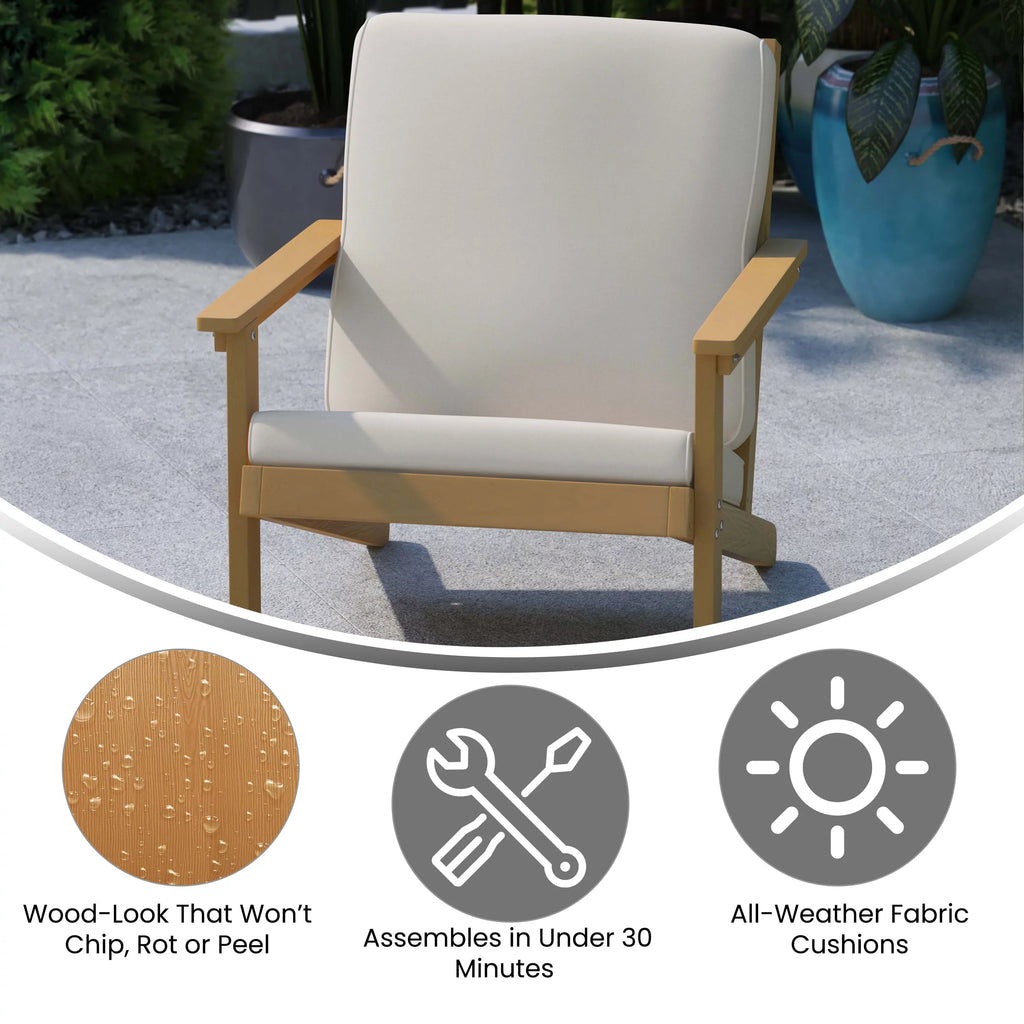 All-Weather Polyresin Adirondack Club Chair with Cushions L869778