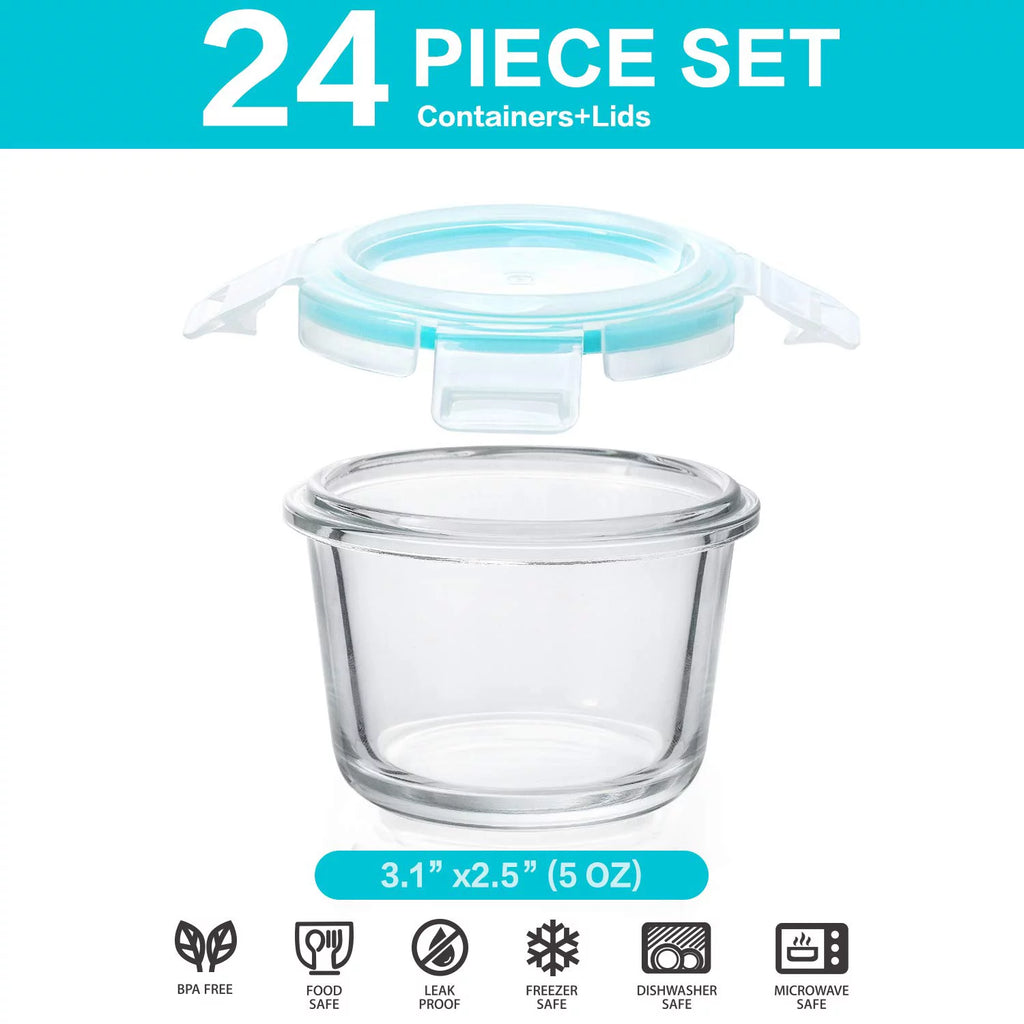 12-Pack 5 Oz Glass Baby Food Storage Containers with Lids O1146