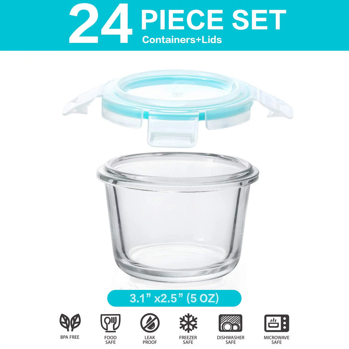 12-Pack 5 Oz Glass Baby Food Storage Containers with Lids O1146
