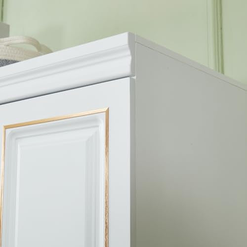 White Wood Storage Closet with Doors and Hanging Rod Y545287