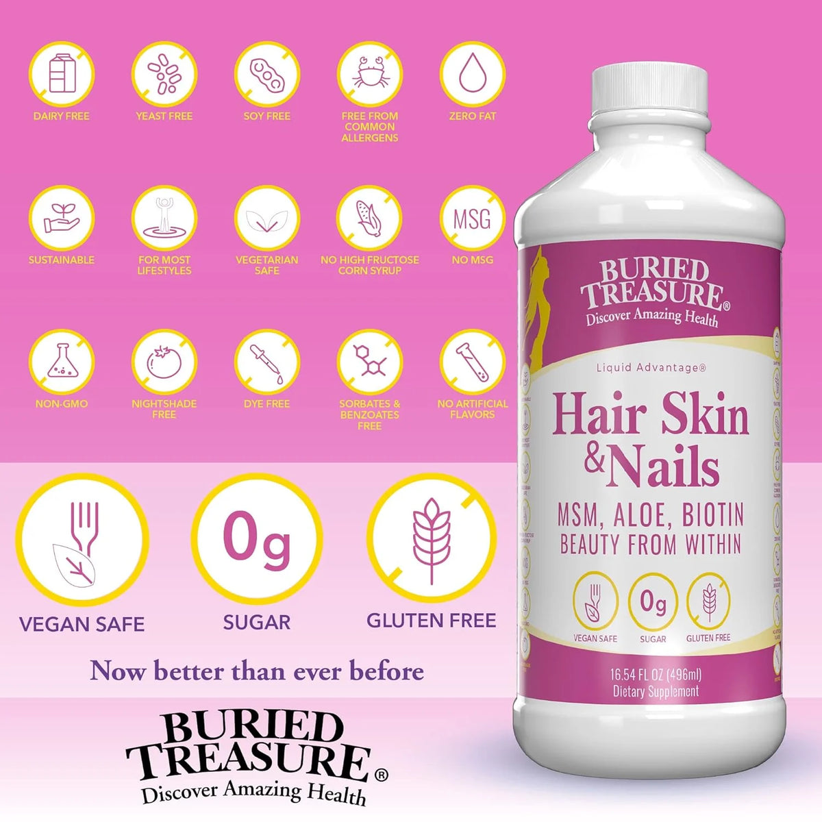 MSM Biotin Aloe Vera Liquid Complex 16 Oz L1901